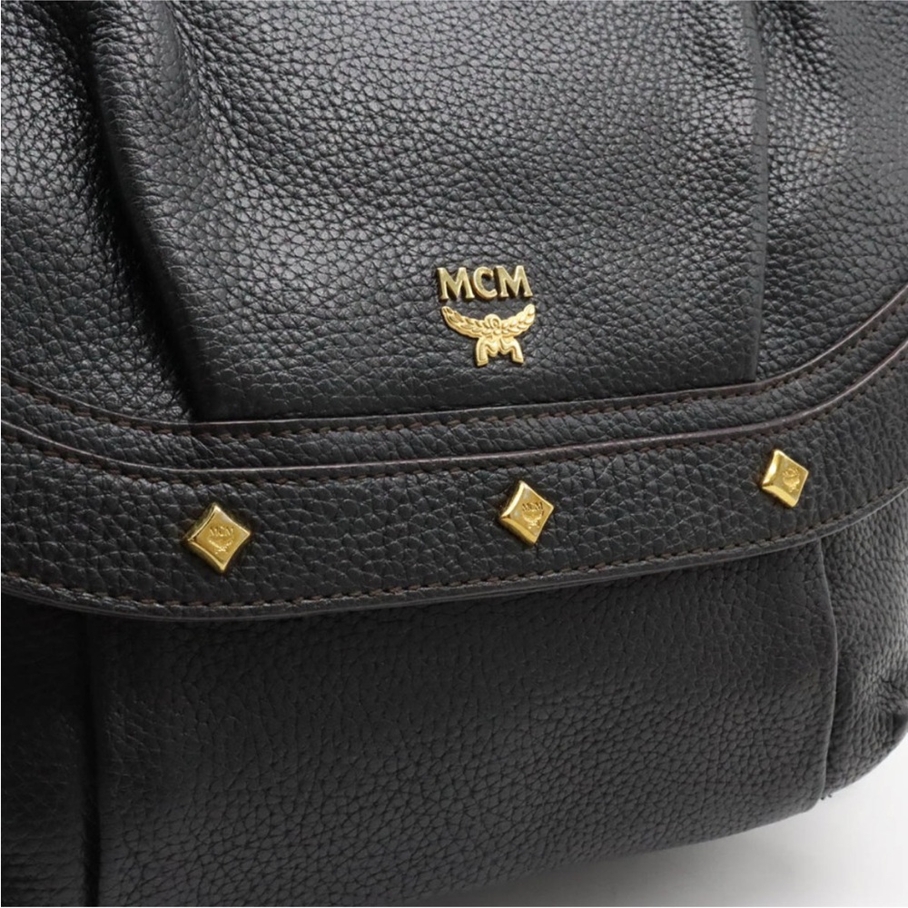 MCM Black Shoulder Bag stud with Gold Chain - Picture 6 of 9